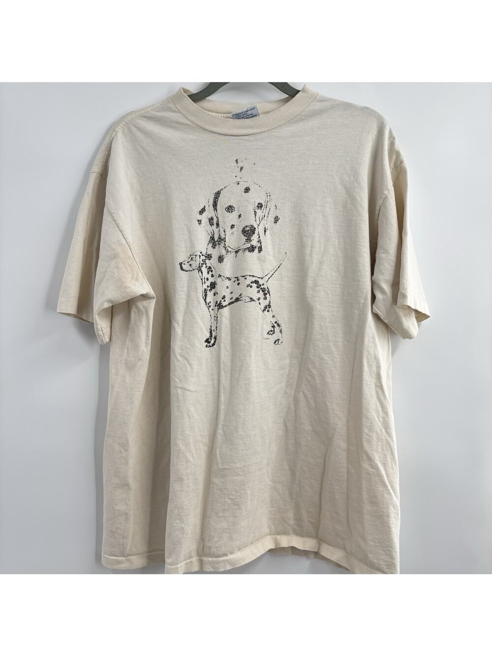 Vintage Single Stitch T Shirt XL Dalmation Dog Distressed Faded 100% Cotton